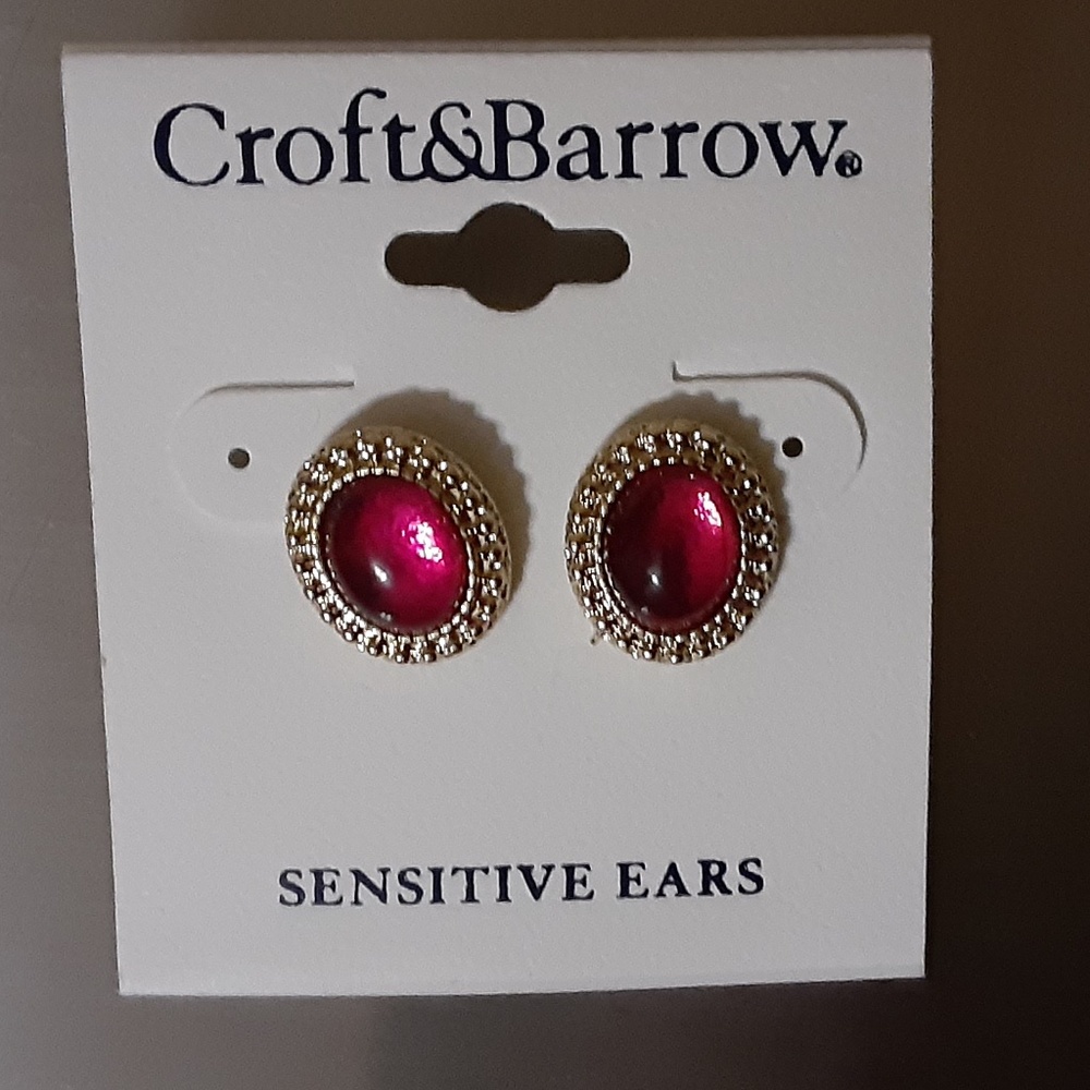 Croft & Barrow Sensitive Ears Pink & Gold Round Earrings